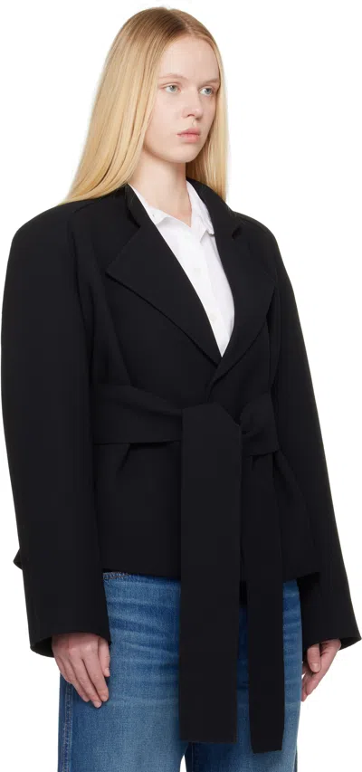 Khaite Edith Long-sleeved Belted Jacket In Black