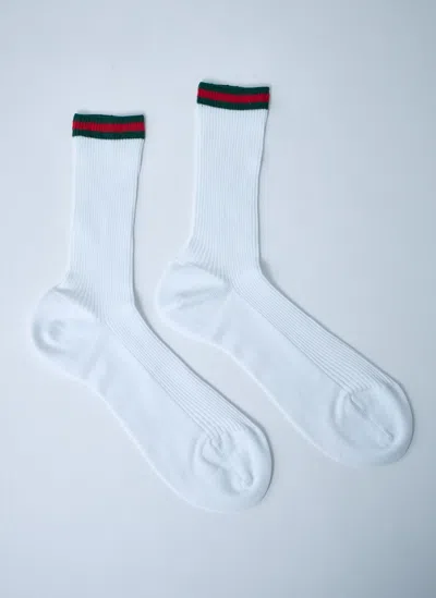 Gucci Cotton Blend Socks With Web In White