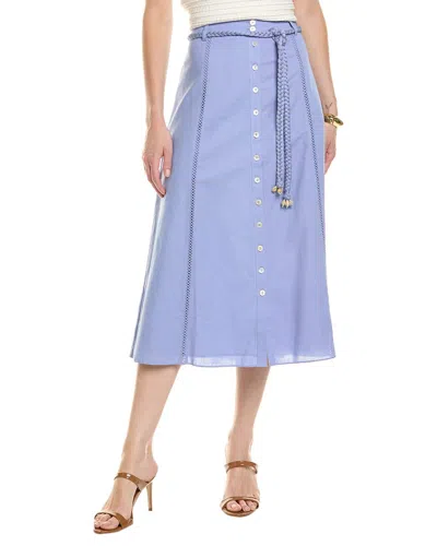 Allison Virginia Linen-blend Midi Skirt In Purple