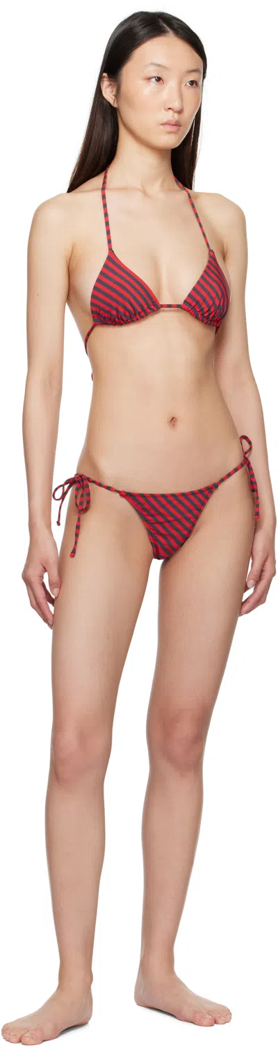Paloma Wool Kineta Striped-pattern Bikini Top In Red