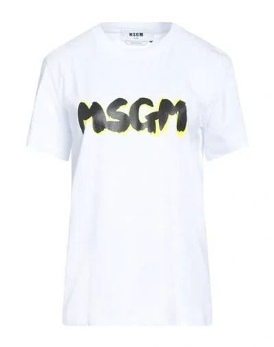 Msgm Woman T-shirt White Size L Cotton In White