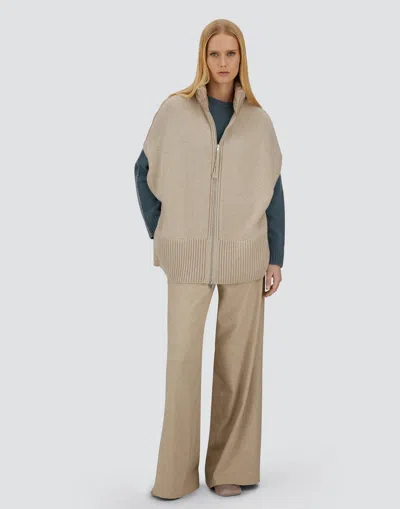 Herno Resort Poncho In Knit & Nylon Ultralight In Neutral