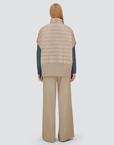 Herno Resort Poncho In Knit & Nylon Ultralight In Neutral