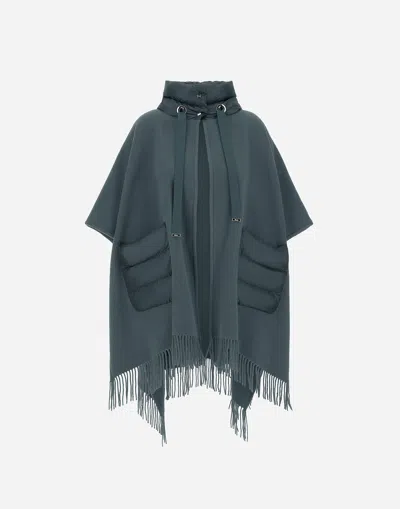 Herno Resort Poncho In Warmy & Nylon Ultralight In Blue