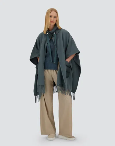 Herno Resort Poncho In Warmy & Nylon Ultralight In Blue