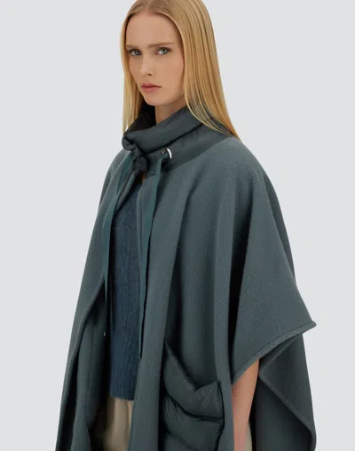 Herno Resort Poncho In Warmy & Nylon Ultralight In Blue