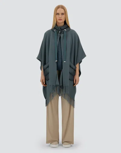 Herno Resort Poncho In Warmy & Nylon Ultralight In Blue