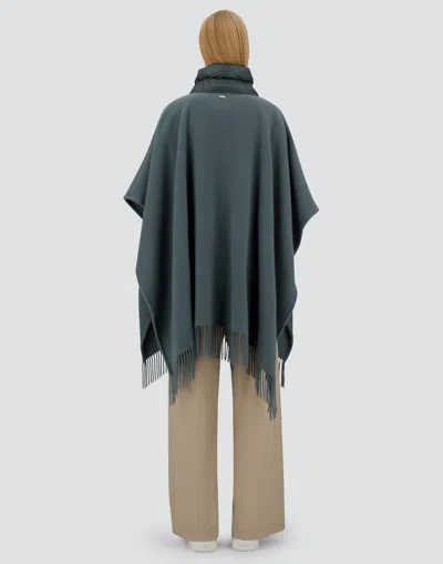 Herno Resort Poncho In Warmy & Nylon Ultralight In Blue