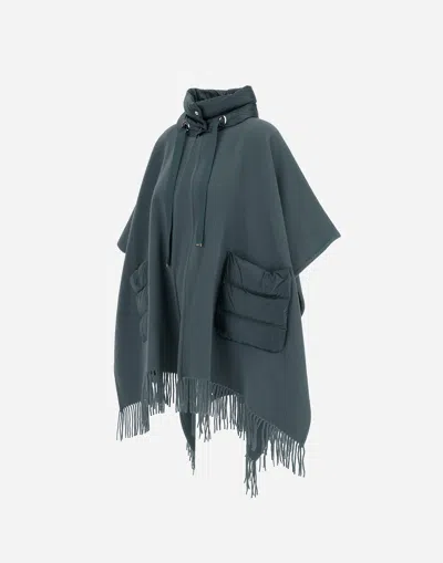 Herno Resort Poncho In Warmy & Nylon Ultralight In Blue