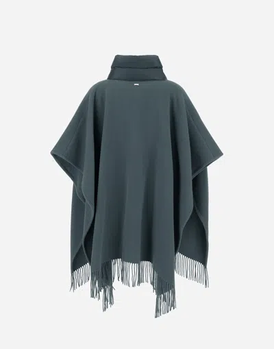 Herno Resort Poncho In Warmy & Nylon Ultralight In Blue
