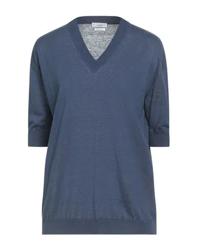 Ballantyne Woman Sweater Navy Size 8 Silk, Linen In Multi