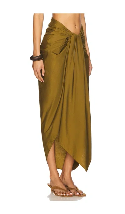 A.l.c . Rhodes Cotton Pleated Waist Asymmetric Skirt In Green