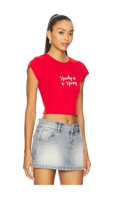 Abrand 90's Rib Cut Off Tee In Red
