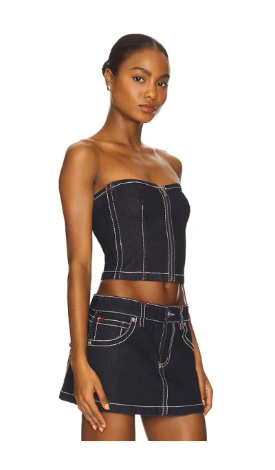 Abrand Cameron Denim Bustier In Black