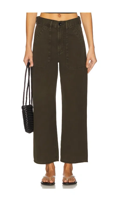 Citizens Of Humanity Ayla High Waist Crop Wide Leg Twill Utility Pants In Black