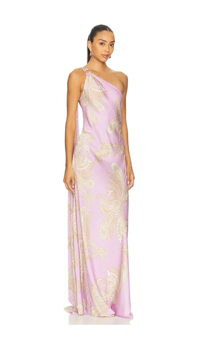 Hemant & Nandita One Shoulder Long Dress In Pink