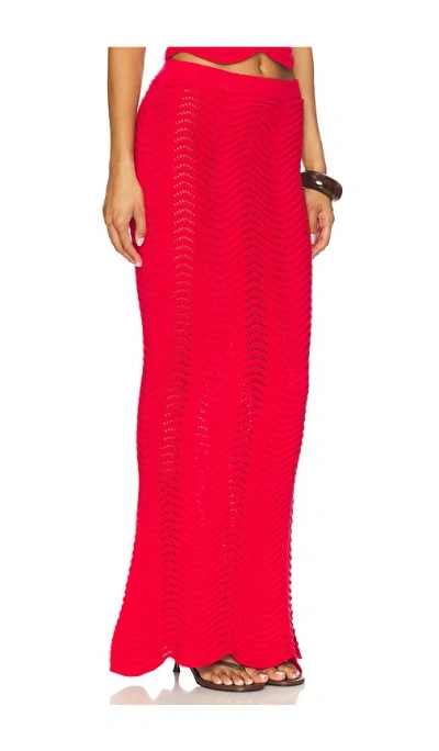 Cin Cin Soda Knit Maxi Skirt In Red