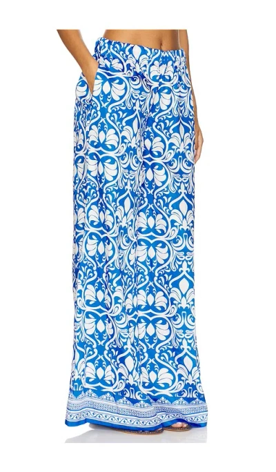 Alice And Olivia Keegan Pull On Wide Leg Pants Soiree True Blue In Blue