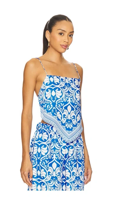 Alice And Olivia Yuri Spaghetti Strap Scarf Top Soiree True Blue In Blue