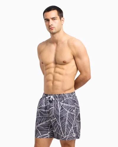 Giorgio Armani Printed Swim Trunks In Gray