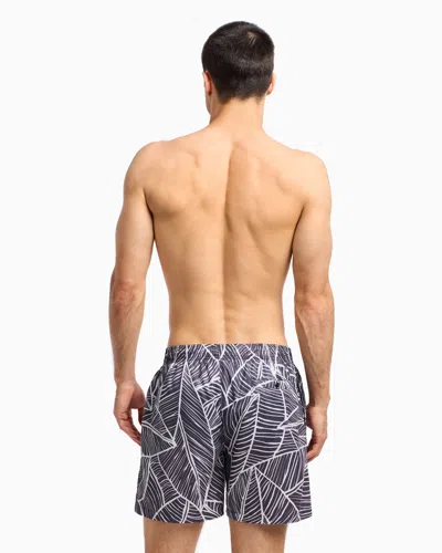 Giorgio Armani Printed Swim Trunks In Gray