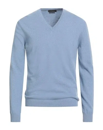 Daniele Fiesoli Man Sweater Light Blue Size L Wool, Cashmere In Blue