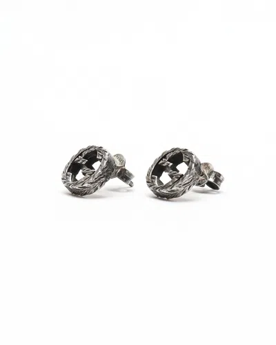 Gucci Interlocking G Arabesque Silver Studs Earrings In Metallic