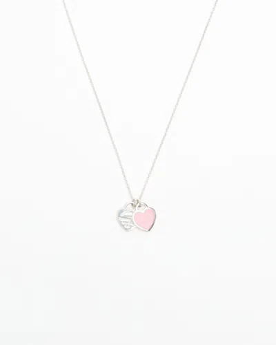 Tiffany & Co Return To Mini Double Heart Pendant Necklace In Metallic
