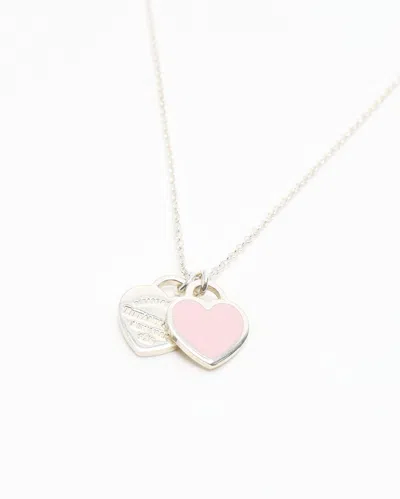 Tiffany & Co Return To Mini Double Heart Pendant Necklace In Metallic