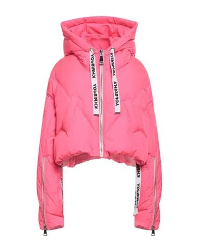 Khrisjoy Quilted Logo-drawstring Cropped Padded Jacket In Pink