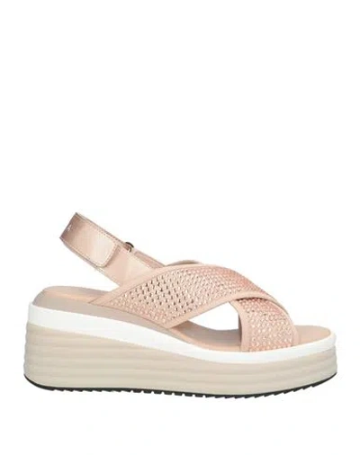 Apepazza Sport Woman Sandals Rose Gold Size 10 Textile Fibers