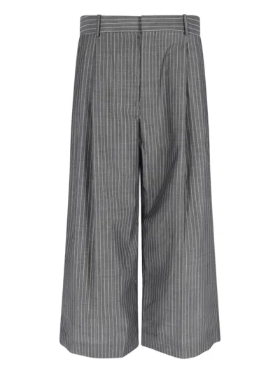 Hed Mayner Wide-leg Trousers In Virgin Wool And Mohair Blend In Gray