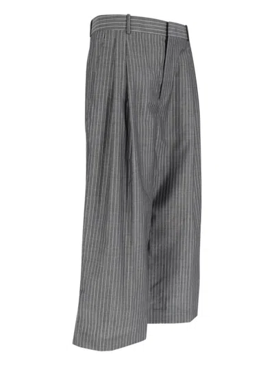 Hed Mayner Wide-leg Trousers In Virgin Wool And Mohair Blend In Gray