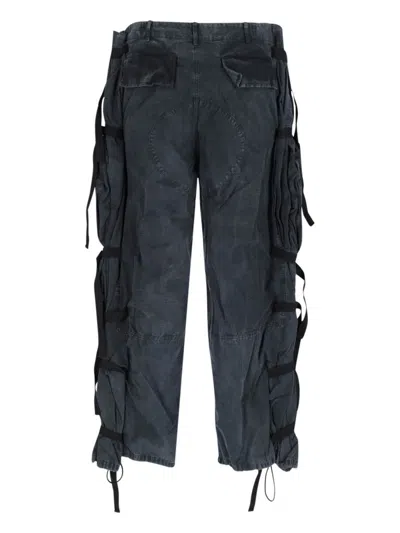 Magliano Straight Trousers With Adjustable Straps And Pockets In Black