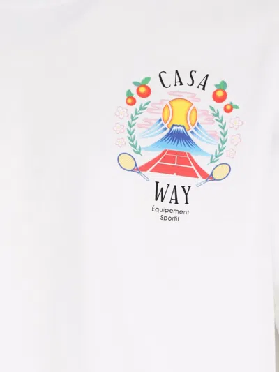 Casablanca T-shirt Girocollo Con Logo Sul Fronte In Cotone Bianca Uomo In White