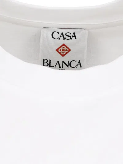 Casablanca T-shirt Girocollo Con Logo Sul Fronte In Cotone Bianca Uomo In White