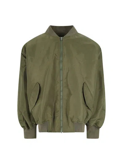 Hed Mayner Green Nylon Zip Jacket With Ribbed Details In Green
