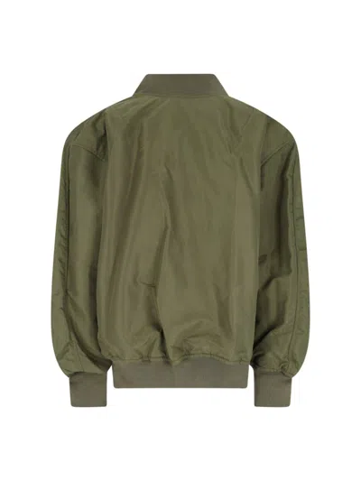 Hed Mayner Green Nylon Zip Jacket With Ribbed Details In Green