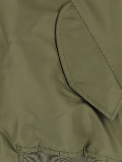Hed Mayner Green Nylon Zip Jacket With Ribbed Details In Green