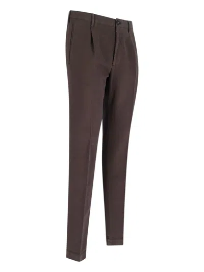 Incotex Pleated Chino Trousers In Brown