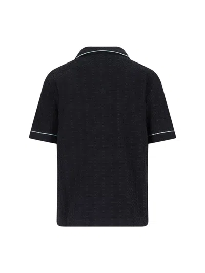 Casablanca Black Shirt With Classic Lapels And All-over Embossed Monogram
