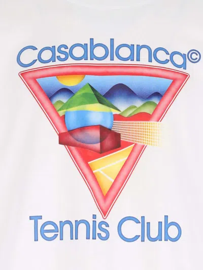 Casablanca Cotton Crew Neck T-shirt With Graphic Print In White