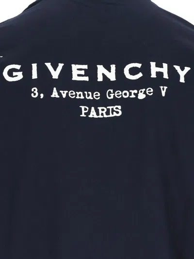 Givenchy Navy Cotton T-shirt With Bold White Logo Print In Blue