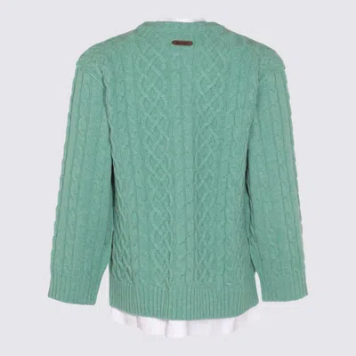 Moschino Cable Knit Crewneck Sweater In Green
