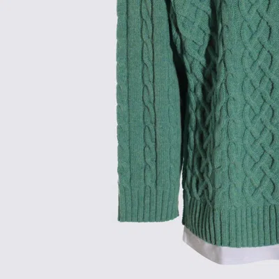 Moschino Cable Knit Crewneck Sweater In Green