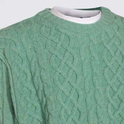 Moschino Cable Knit Crewneck Sweater In Green