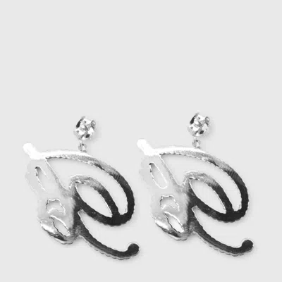 Blumarine Crystal-logo Earrings In Metallic