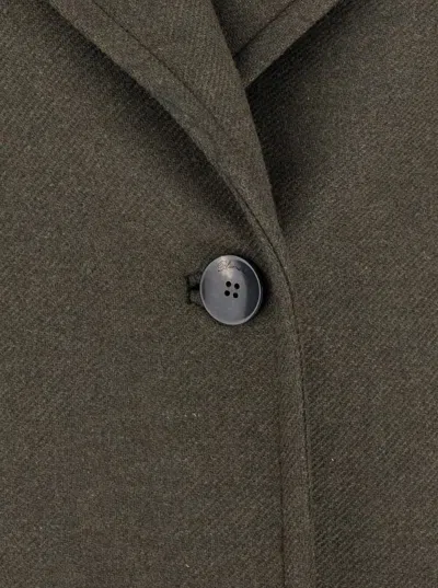 Blumarine Green Coat With Classic Lapels And Removable Collar In Wool Blend Woman In Green