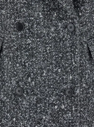 Plain Double Breasted Long Coat Resca In Gray