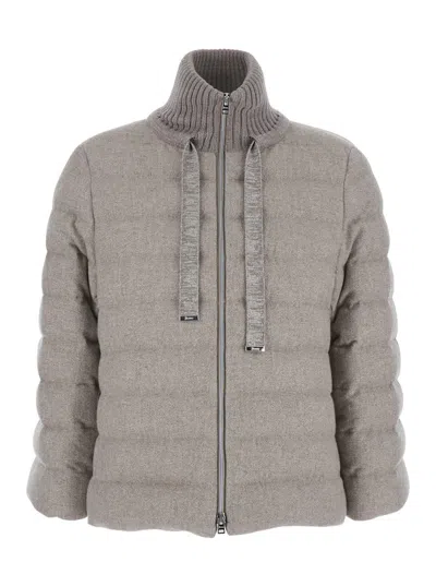 Herno Quilted High-neck Jacket In Gray